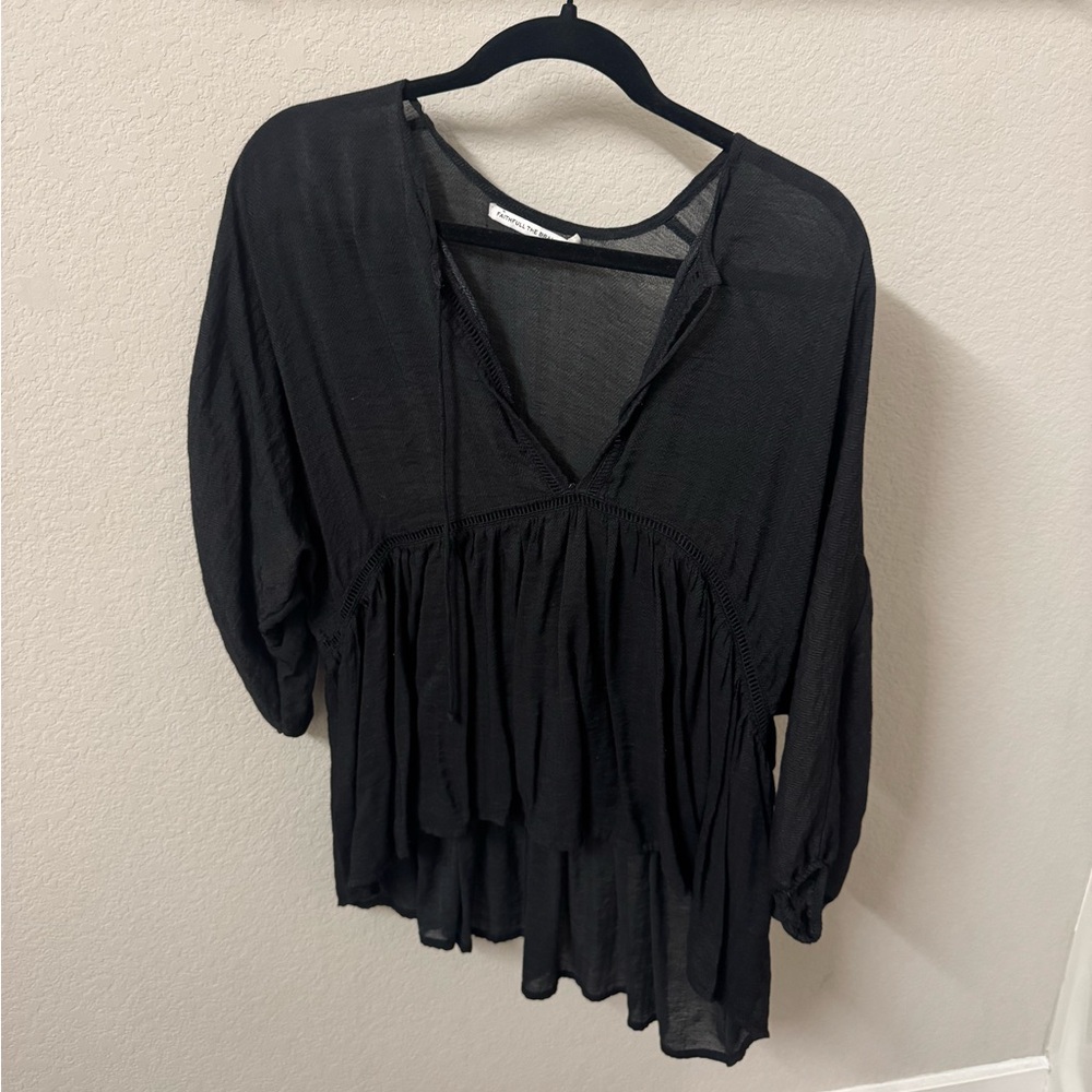 Black beachy blouse faithfull the brand